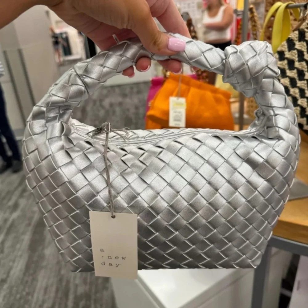 Mini Woven Handbag Clutch from A New Day in silver new 🆕